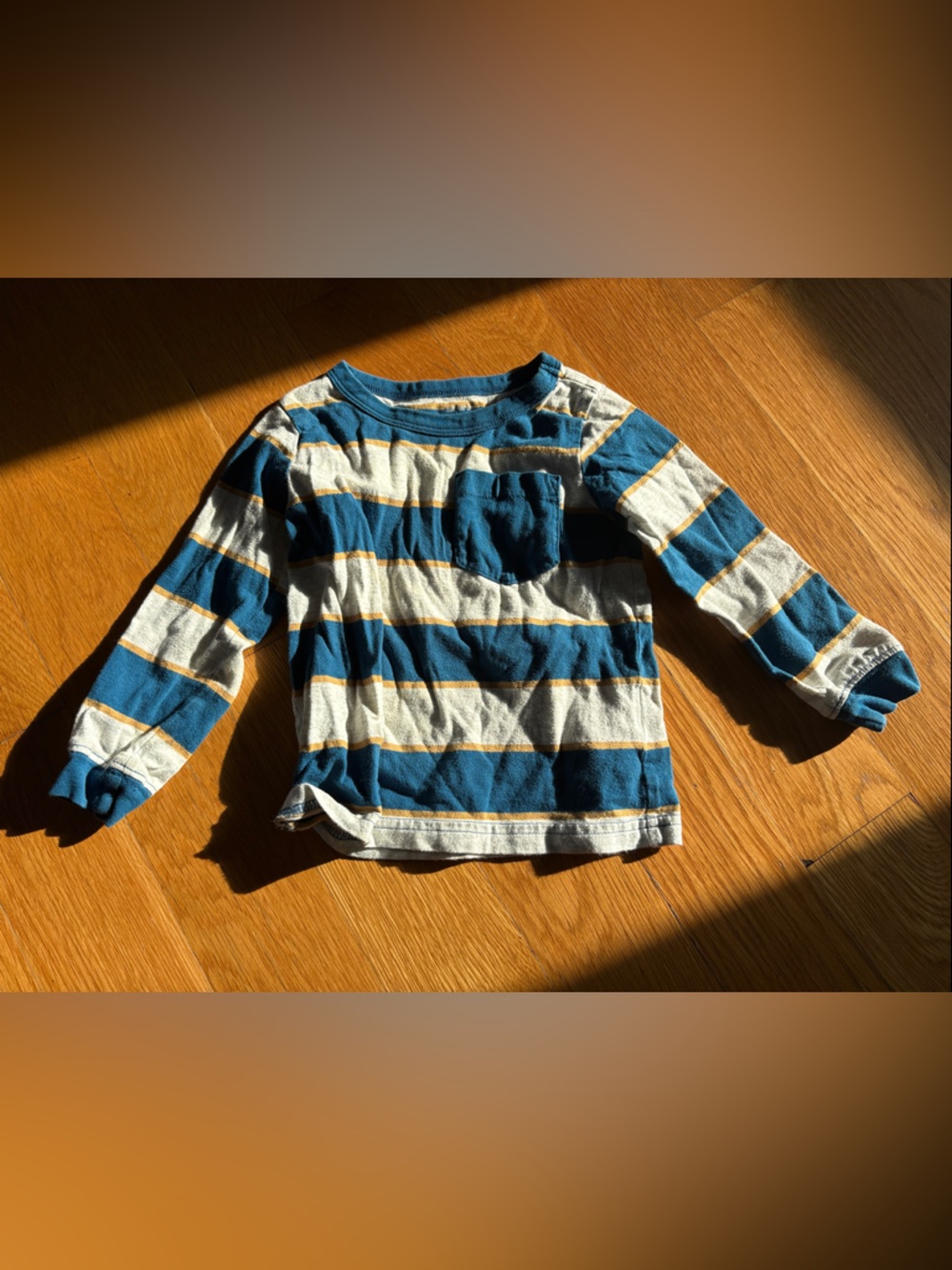 Carter's Blue, White & Gold Striped Long-Sleeve Pocket Tee